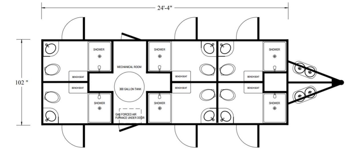 Full image for six shower combo restroom trailer