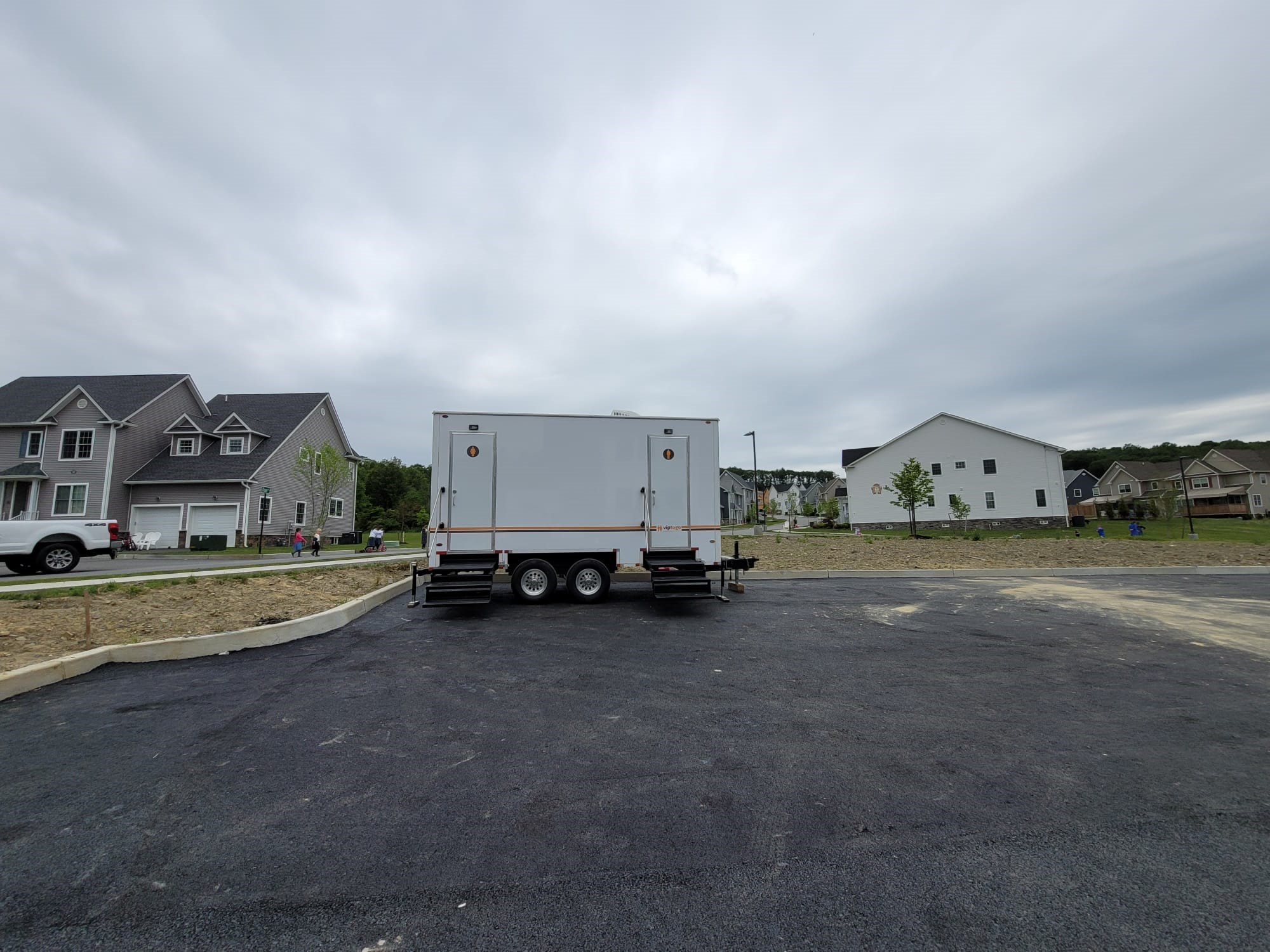 VIP TO GO restroom trailer at a newly constructed community development