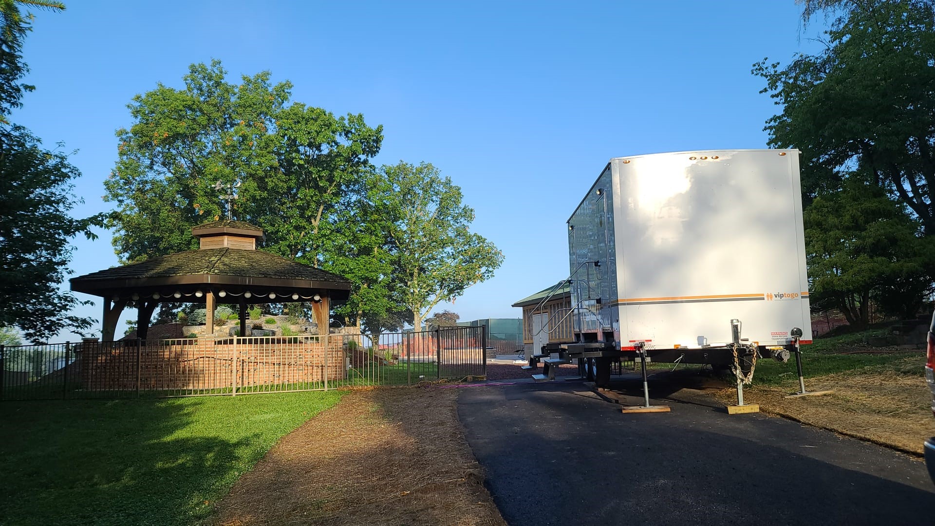 bathroom trailer in park