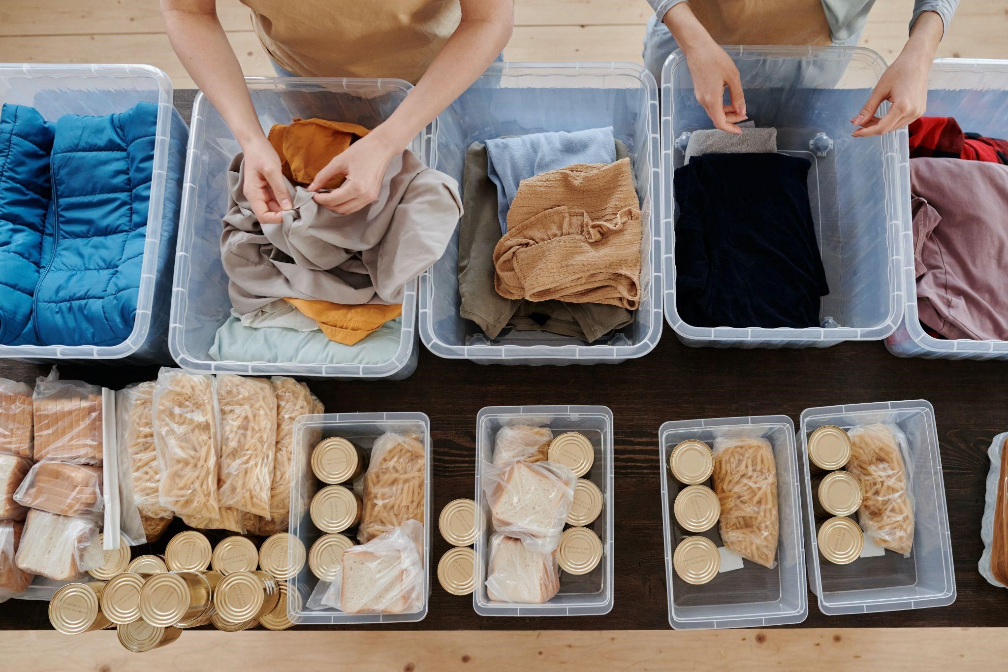 sorting donations at local nonprofit event