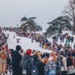 crowd at outdoor winter event