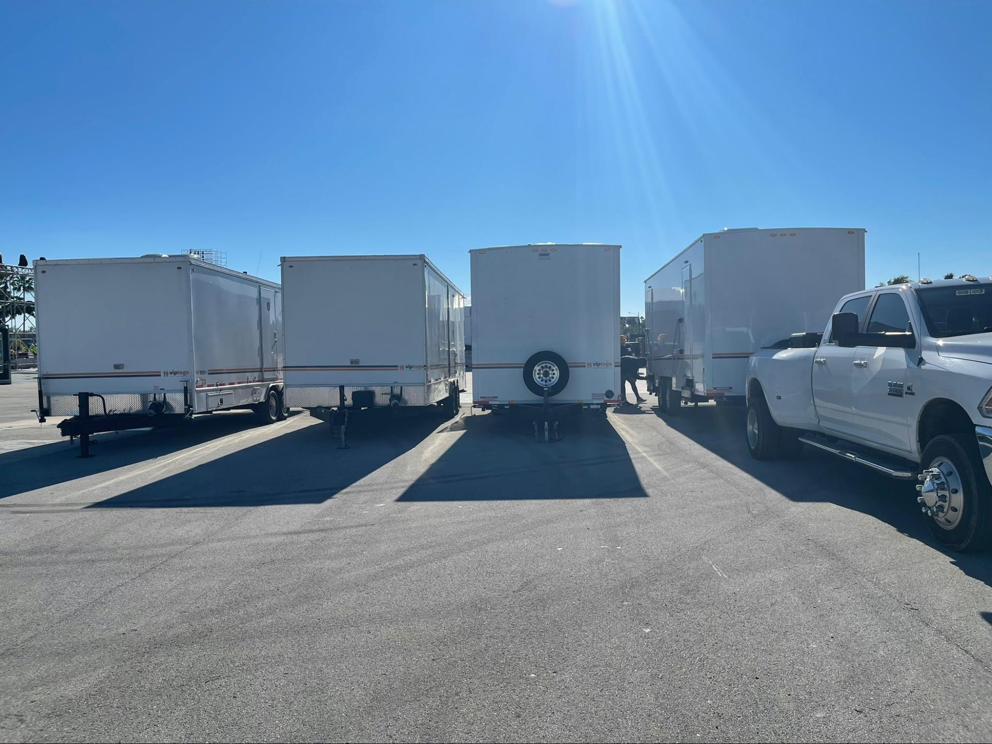 parked mobile trailers