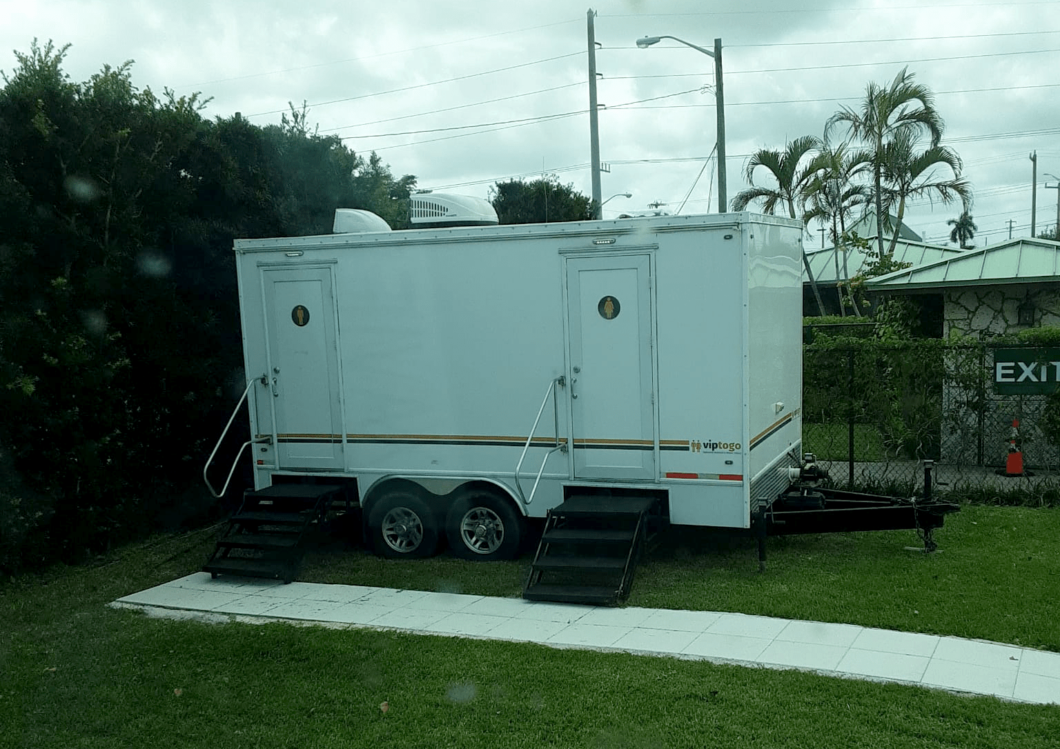 VIP restroom trailer on premises