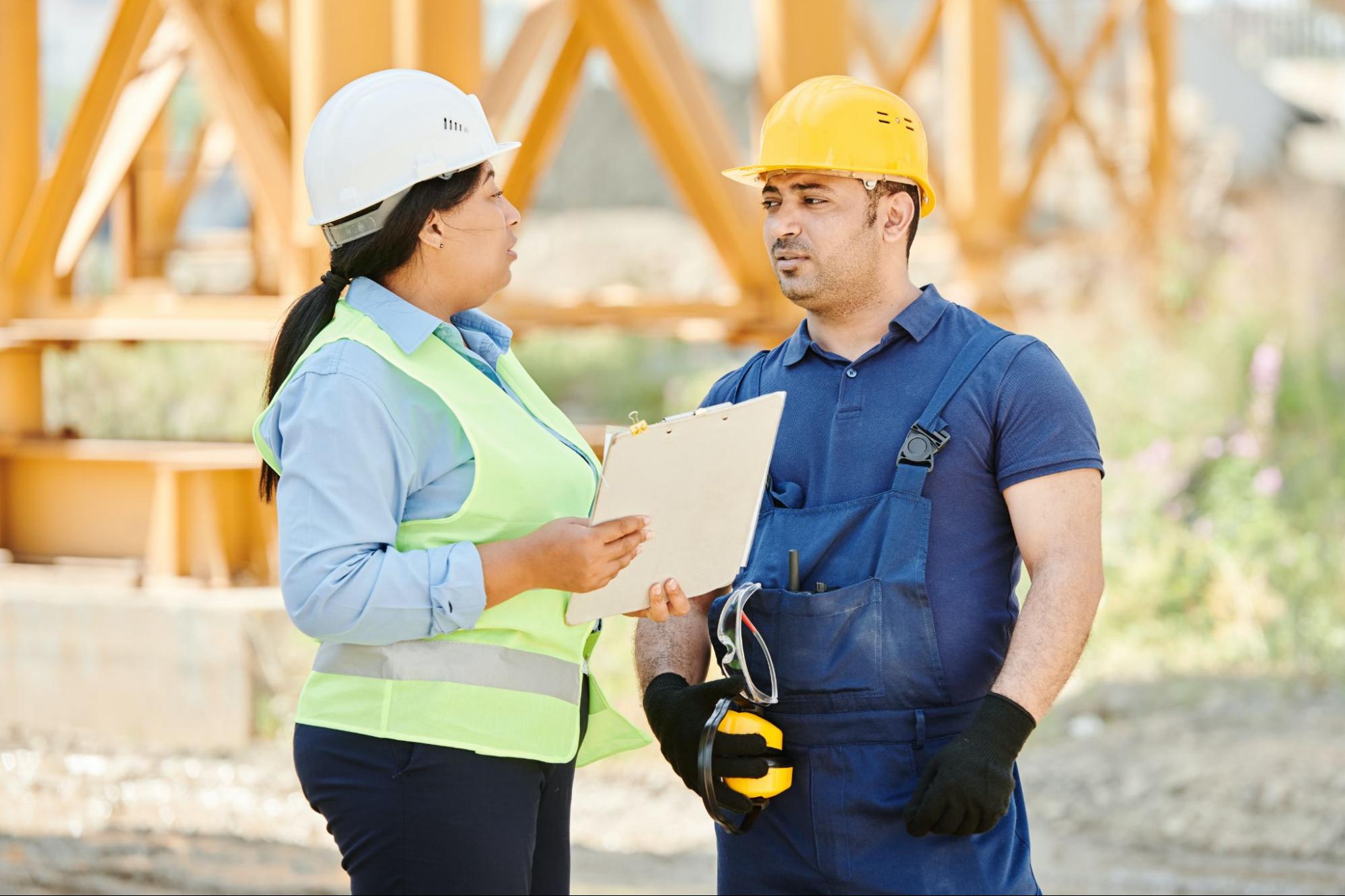 construction workers in conversation