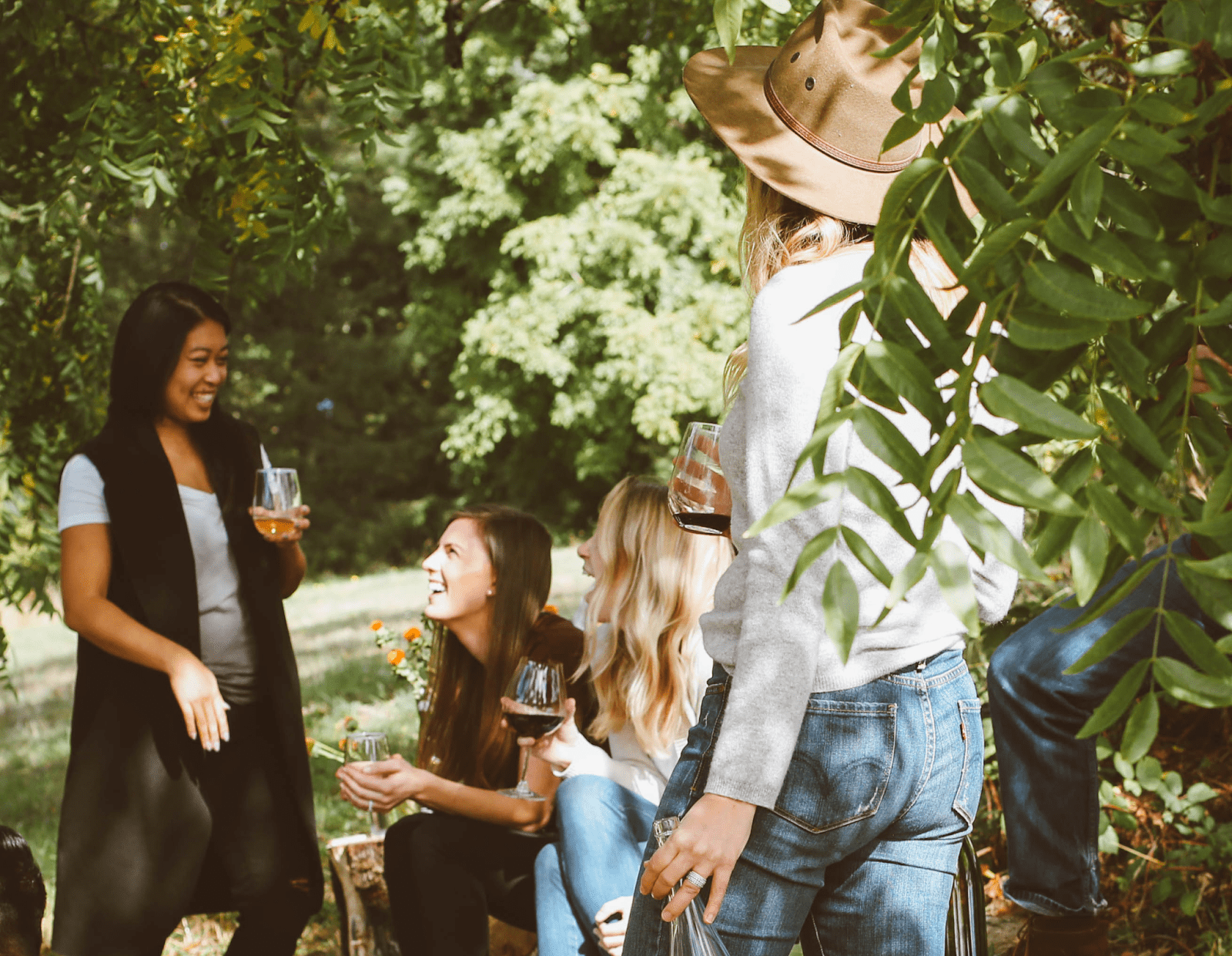 people interacting outside