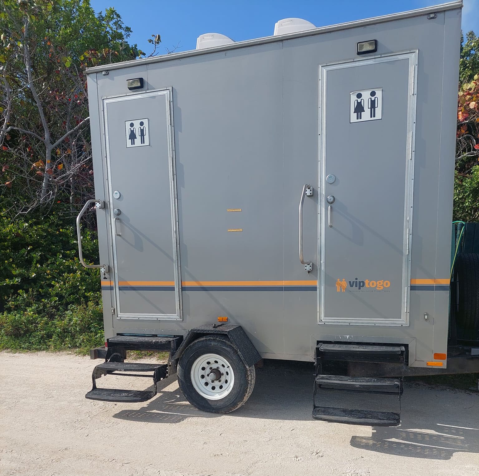 two-station mobile bathroom