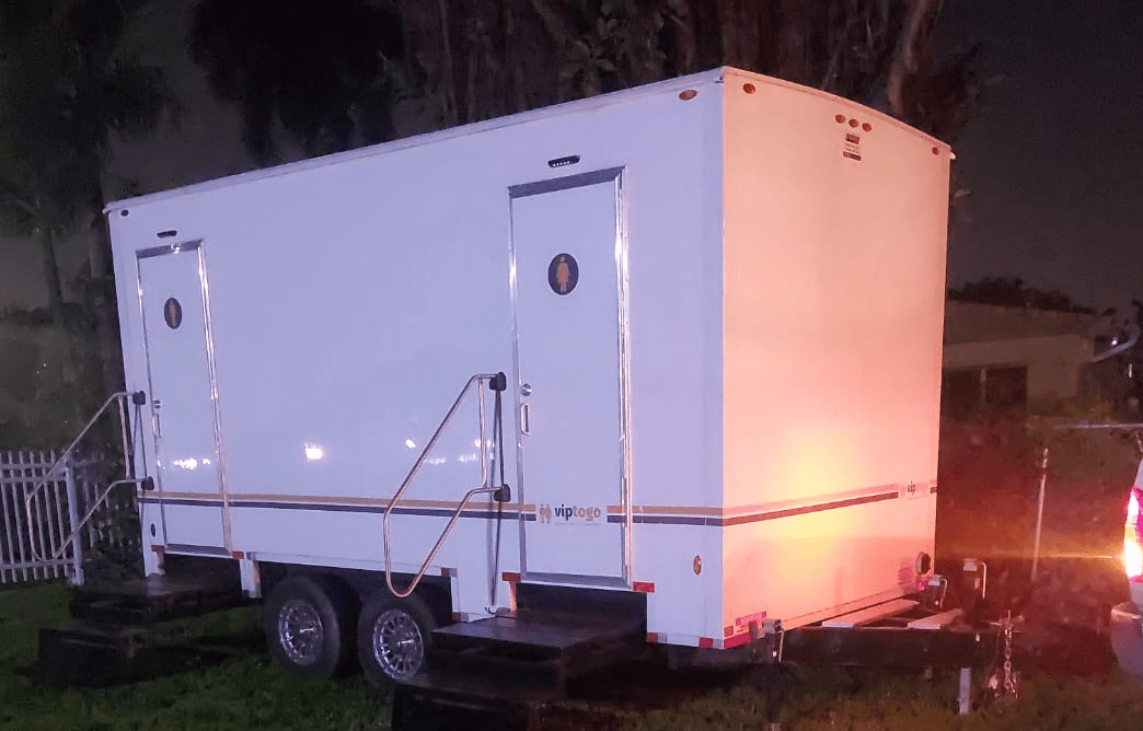 outdoor trailer bathroom for event