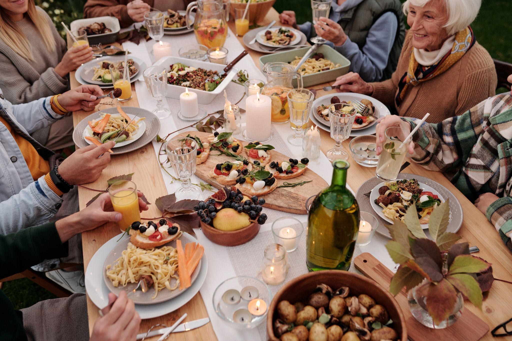 people eating at retirement party