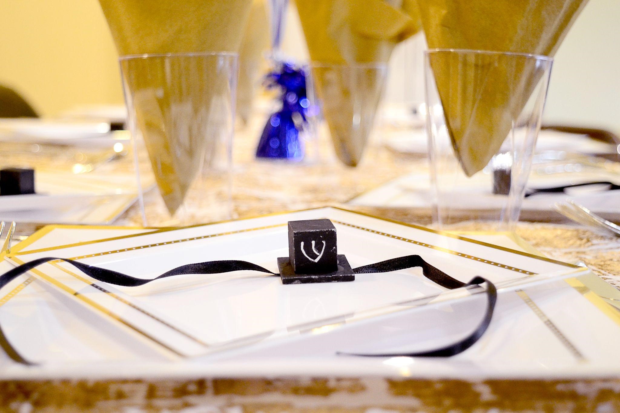 place setting for bar mitzvah or bat mitzvah party